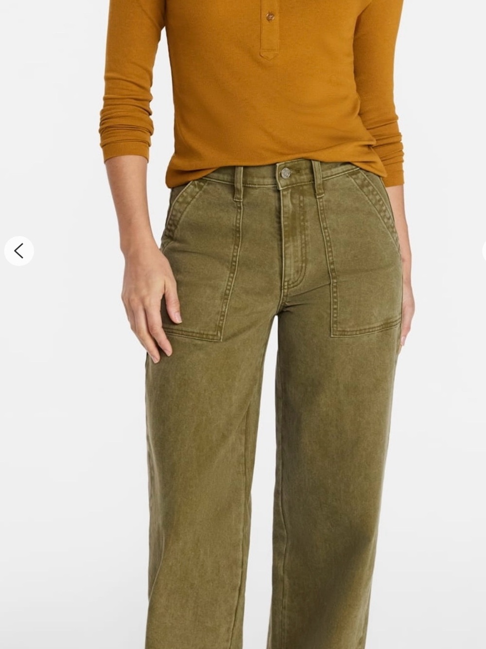 Time and Tru Olive High-Rise Wide-Leg Jeans